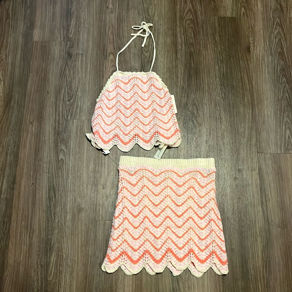 2-Piece Crocheted Halter Top & Skirt Set🌸